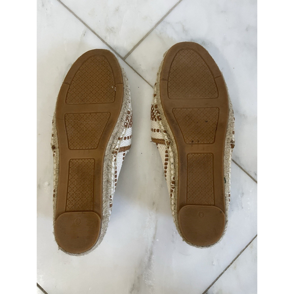 Tory Burch Shaw Flat Espadrille Sandals Slip On Logo Beige US Size 8 Women - Picture 5 of 15